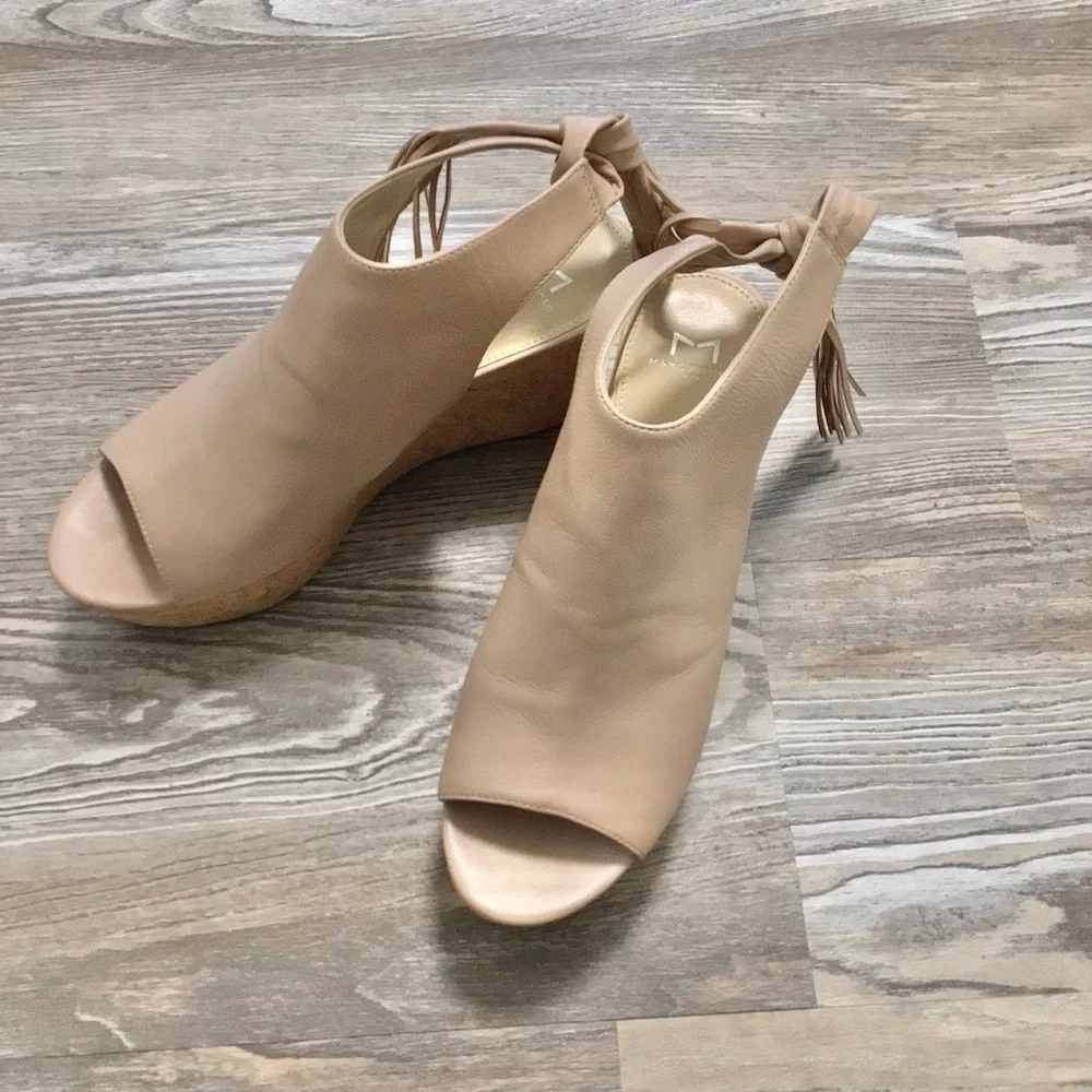Marc Fisher LTD Tan Leather Cork Platform Sandals 9